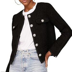 NWOT Derek Lam Collective RTR Design Collective Tweed Jacket, Black, 46